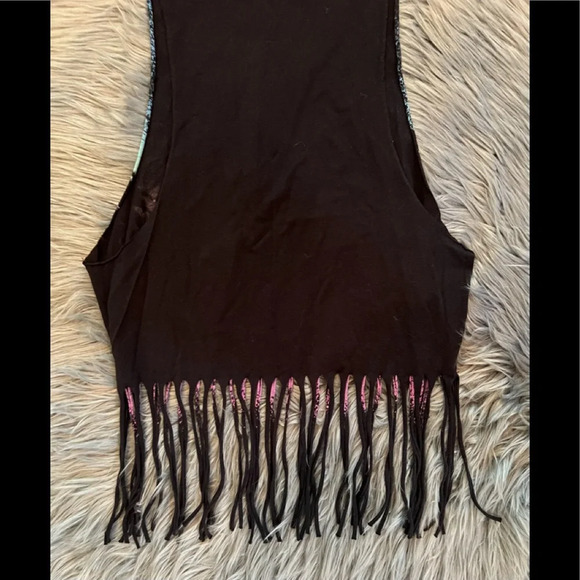 Forever 21 Muscle Fringe Tank Top - Size Small | Color: Black - Picture 6 of 6